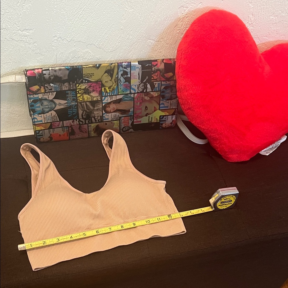 #1305+ Padded Women's Ribbed Cream Bralette - Picture 3 of 9
